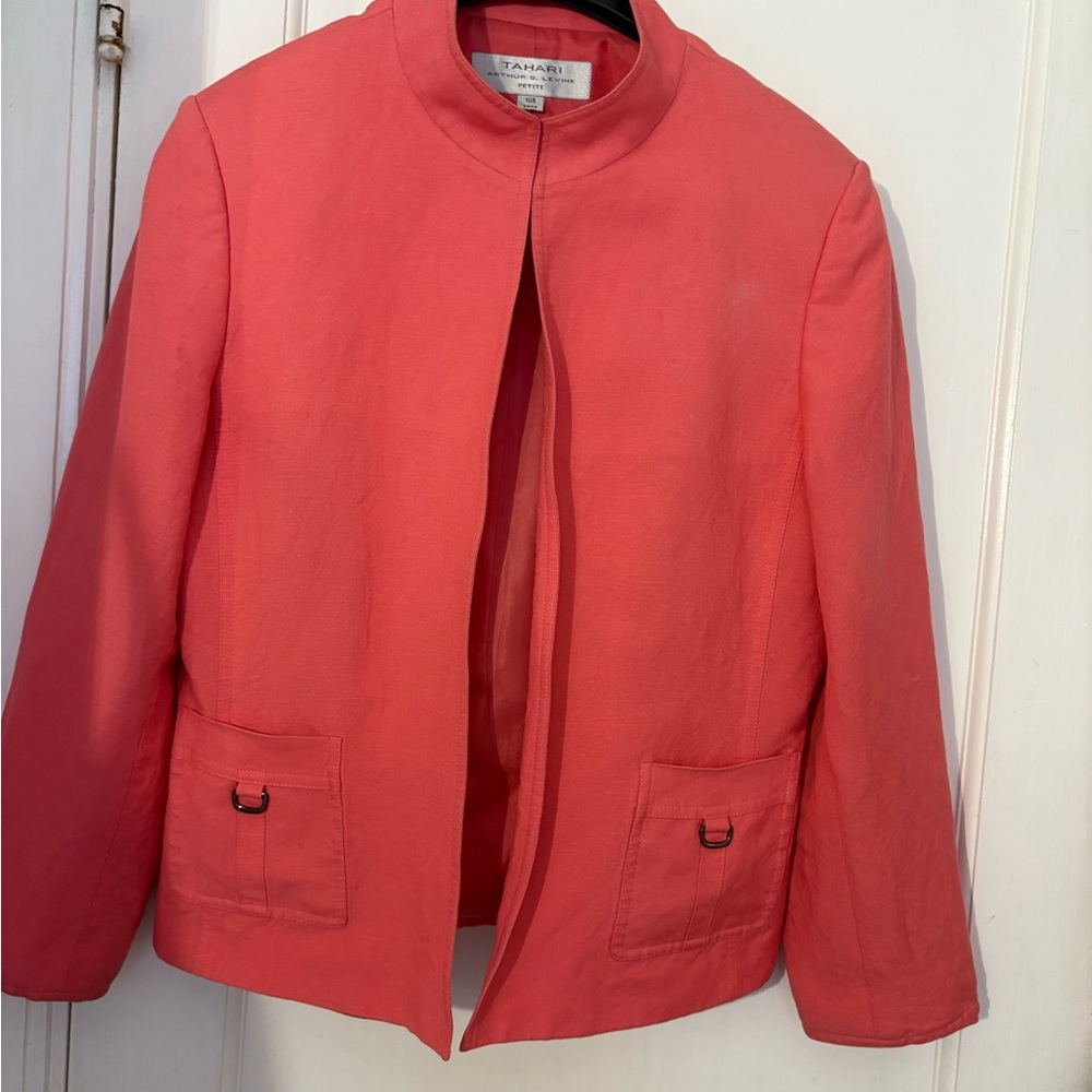 Tahari Women's Vibrant Coral Blazer